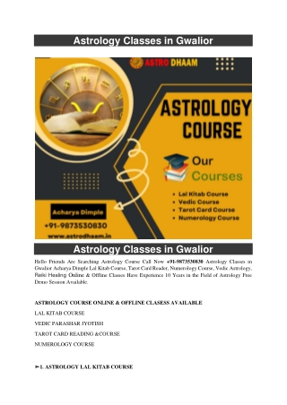 Astrology Classes in Gwalior  91-9873530830