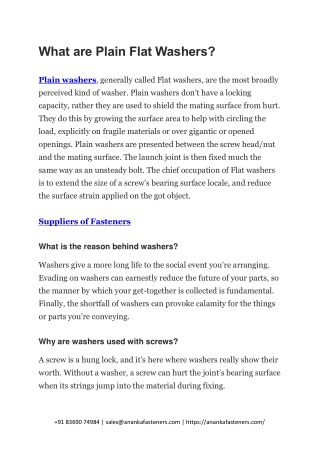 What are Plain Flat Washers