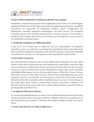 5 Ways in Which PeopleSoft Consulting Can Benefit Your Company