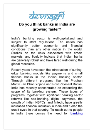 Do you think banks in India are growing faster?