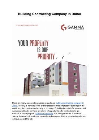 Building Contracting Company In Dubai | Gamma Contracting