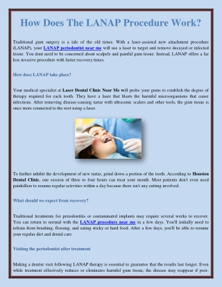 How Does The LANAP Procedure Work?