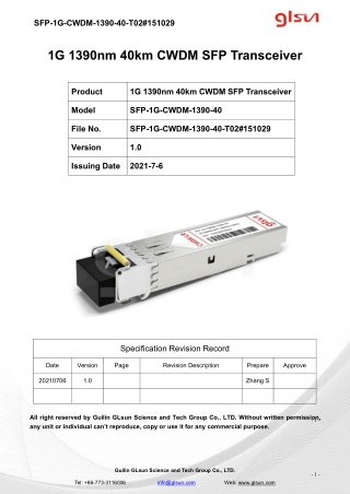 1G 1390nm 40km CWDM SFP Transceiver