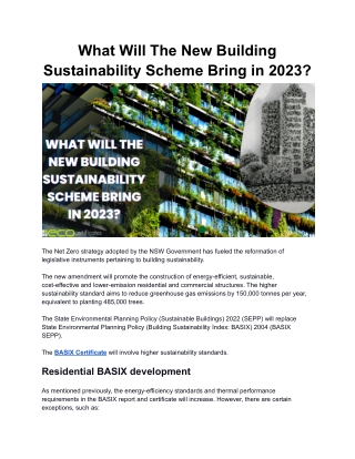 What Will The New Building Sustainability Scheme Bring in 2023?