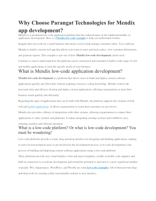 Why Choose Parangat Technologies for Mendix app development