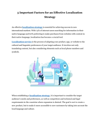 5 Important Factors for an Effective Localization Strategy