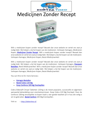Medicijnen Zonder Recept