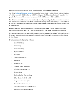 Industrial Lubricants Market