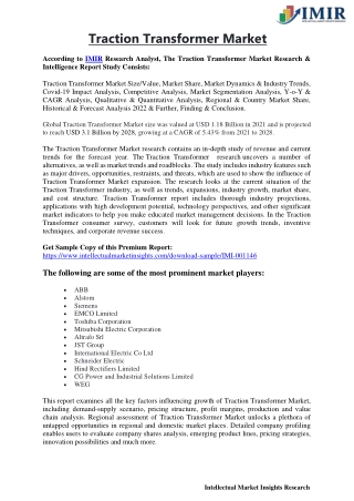 Traction Transformer Market
