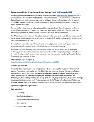 Optical Coating Market