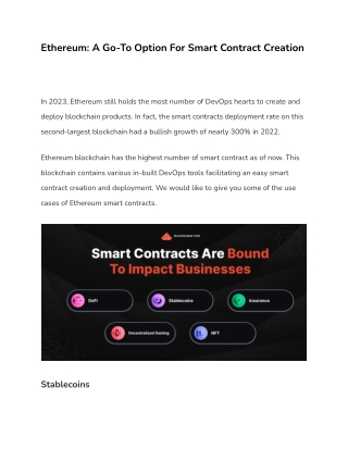 Ethereum_ A Go-To Option For Smart Contract Creation
