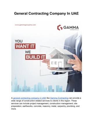 General Contracting Company In UAE | Gamma Contracting