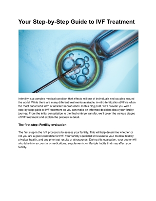 Your Step-by-Step Guide to IVF Treatment