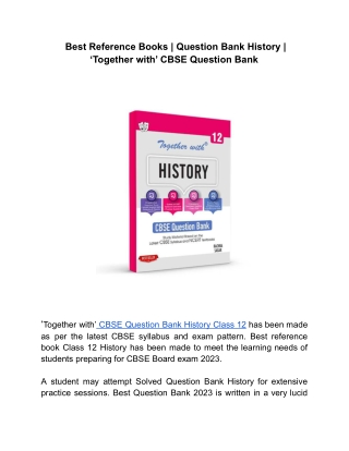 Best Reference Books | Question Bank History | ‘Together with’ CBSE Question Ban