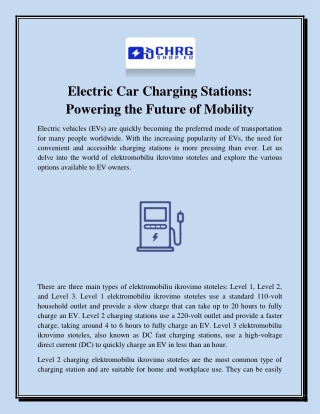 Electric Car Charging Stations