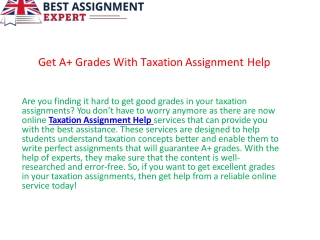 Get A  Grades With Taxation Assignment Help