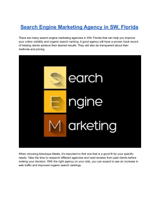 Search Engine Marketing Agency in SW, Florida