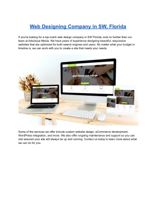 Web Designing Company in SW, Florida