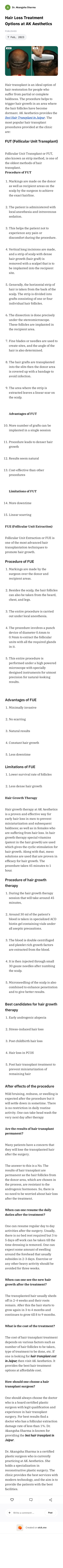 Hair Loss Treatment Options at AK Aesthetics