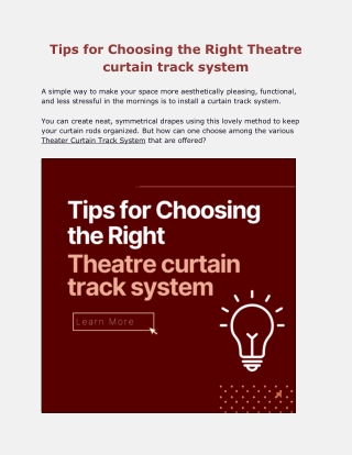Tips for Choosing the Right theatre curtain track system