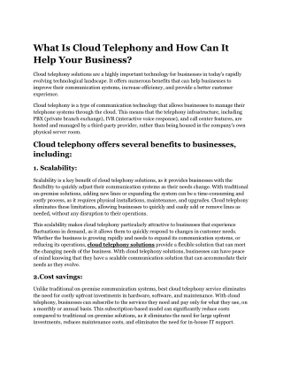 What Is Cloud Telephony and How Can It Help Your Business