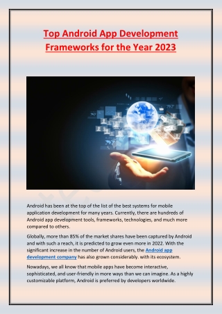 Top Android App Development Frameworks for the Year 2023