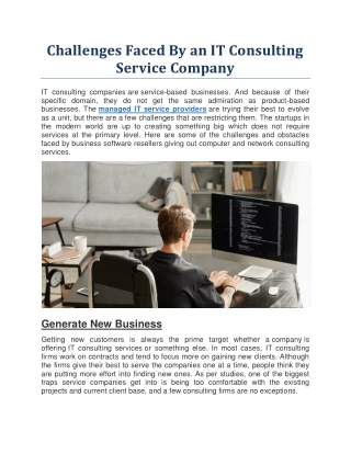 Challenges Faced By IT Consulting Services Company.