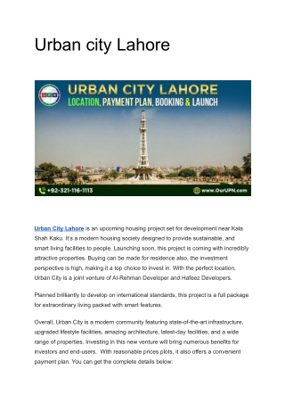 Urban city Lahore payment plan