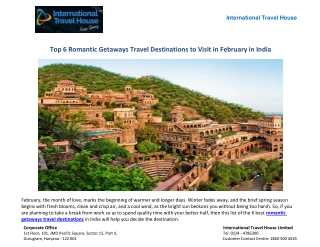 Top 6 Romantic Getaways Travel Destinations to Visit in February in India