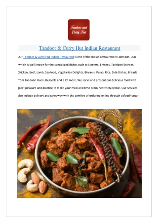 15% Off - Tandoor & Curry Hut Indian Restaurant Labrador, Qld