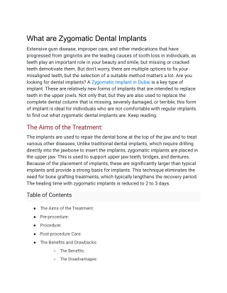 What are Zygomatic Dental Implants