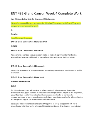 ENT 435 Grand Canyon Week 4 Complete Work