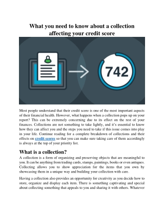 What You Need to Know About A Collection Affecting Your Credit Score