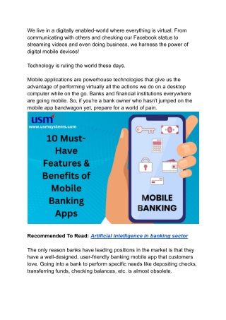 10 Must-Have Features and Benefits of Mobile Banking Apps