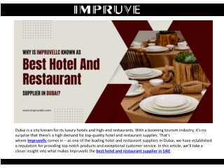 Why is Impruvellc Known As Best Hotel And Restaurant Supplier in Dubai