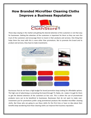 How Branded Microfiber Cleaning Cloths Improve a Business Reputation