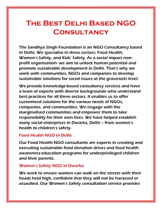 The Best Delhi Based NGO Consultancy