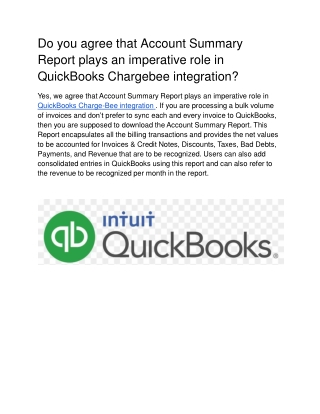 Do you agree that Account Summary Report plays an imperative role in QuickBooks