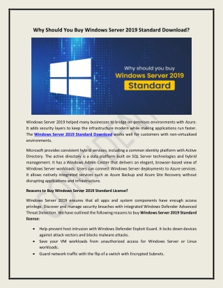 Why Should You Buy Windows Server 2019 Standard Download?