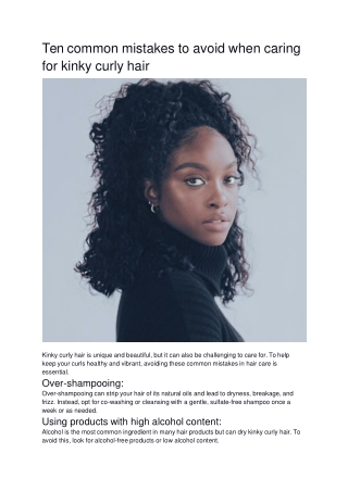 Ten common mistakes to avoid when caring for kinky curly hair