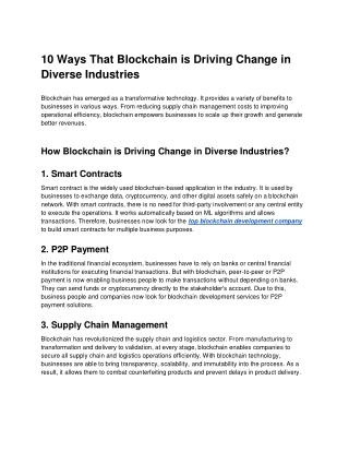 10 ways that blockchain is driving change in diverse industries