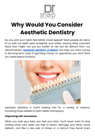 Why Would You Consider Aesthetic Dentistry