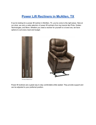 Power Lift Recliners in McAllen, TX