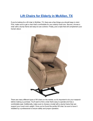 Lift Chairs for Elderly in McAllen, TX
