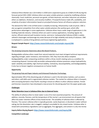 Cellulose Ethers Market is expected to grow at a CAGR of 4.9% during the forecas