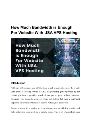 How Much Bandwidth is Enough For Your Website With VPS in the USA