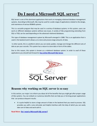 Do I need a Microsoft SQL server