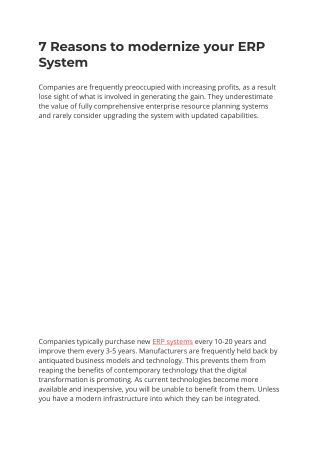 7 Reasons to modernize your ERP System