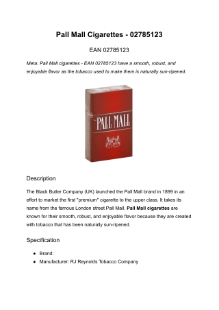 Pall Mall Cigarettes