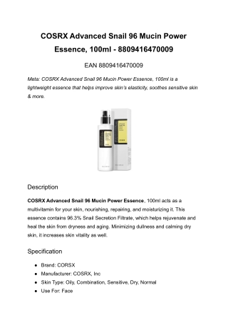COSRX Advanced Snail 96 Mucin Power Essence